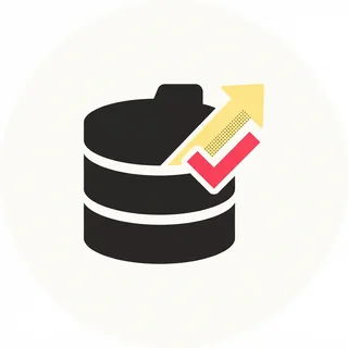 A database-migration project icon in the Restrained screenprint icon recipe (limited-ink registration), Sunlit coral palette.